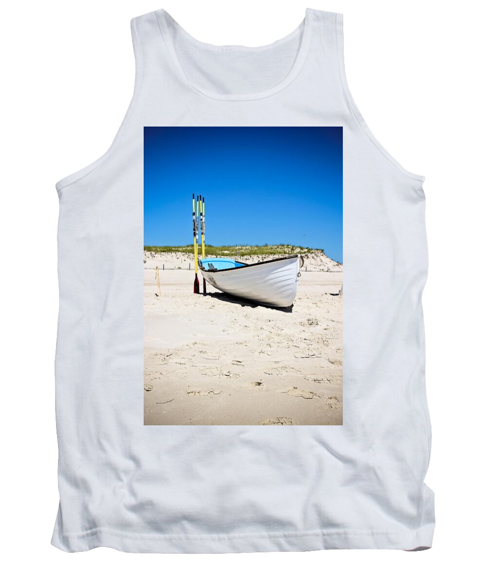 Rowboat Tank Top featuring the photograph Lifeboat and Oars by Colleen Kammerer