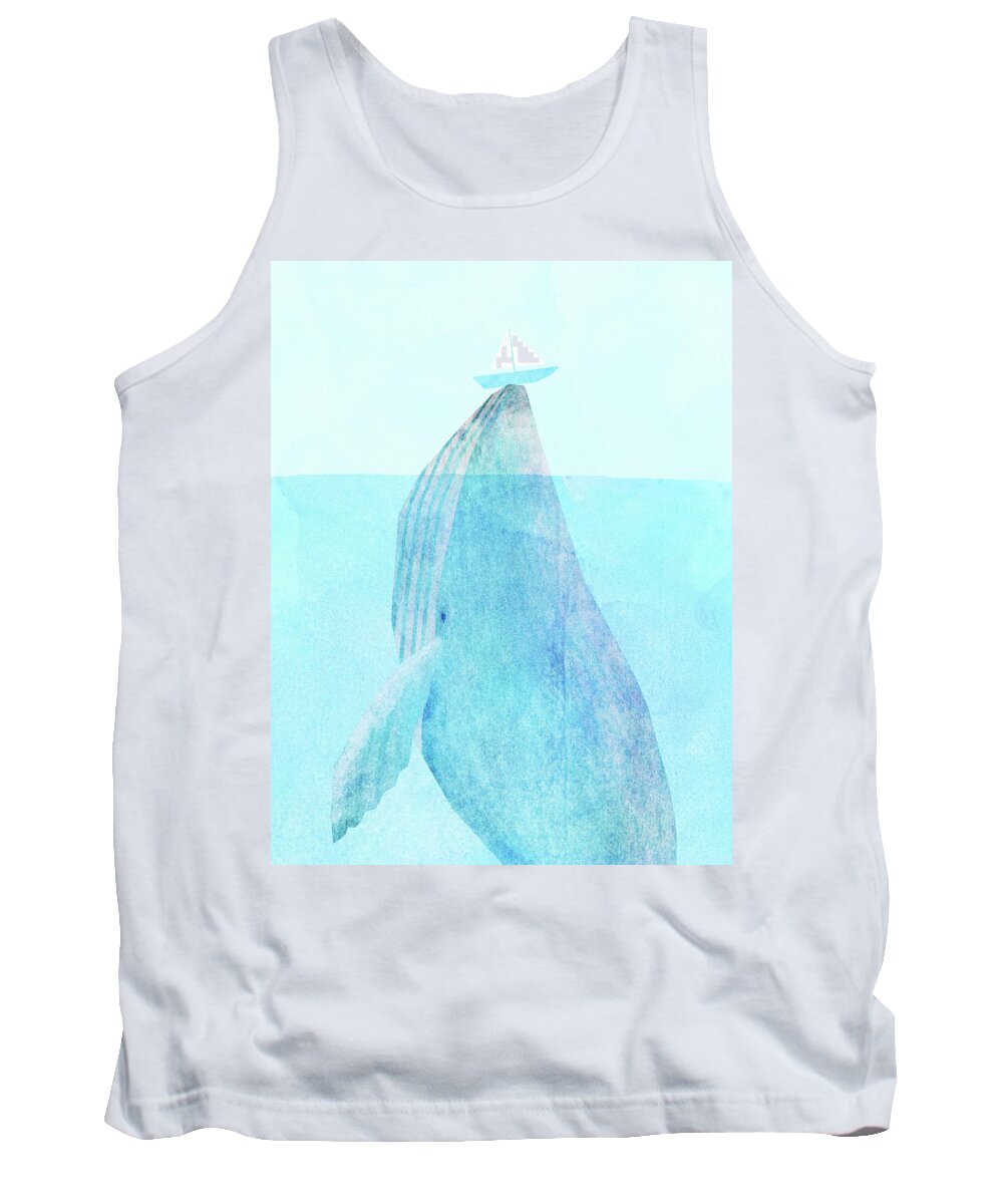 Whale Tank Top featuring the drawing Lift option by Eric Fan