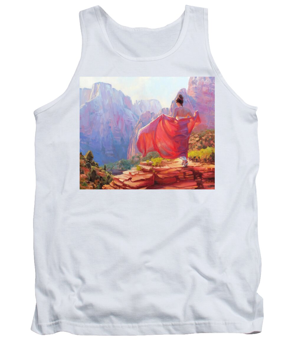 Zion Tank Top featuring the painting Light of Zion by Steve Henderson
