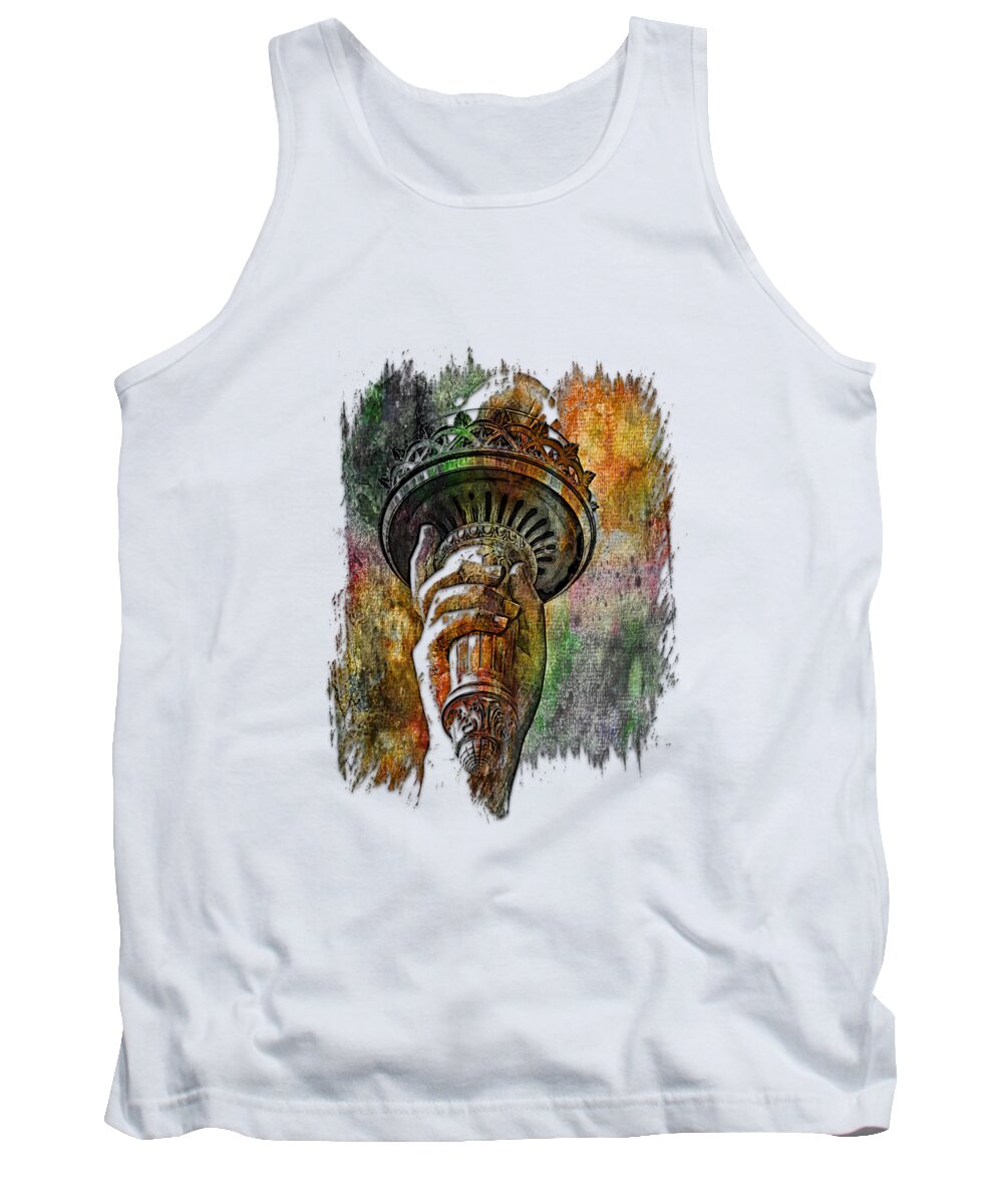 Statue Of Liberty Torch Tank Top featuring the photograph Light The Path Muted Rainbow 3 Dimensional by DiDesigns Graphics
