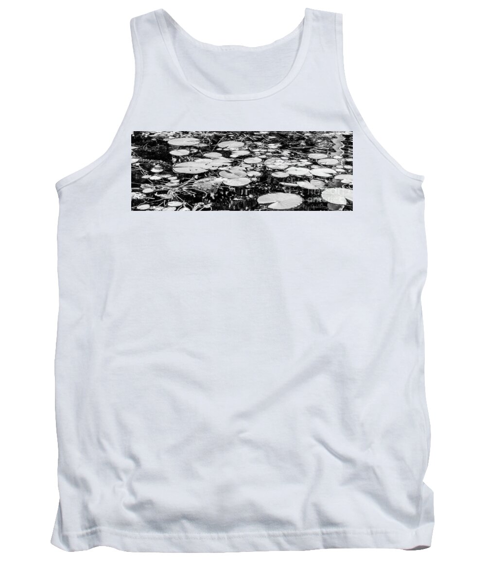 Lily Pad Tank Top featuring the photograph Lily Pads, Black and White by Adam Morsa