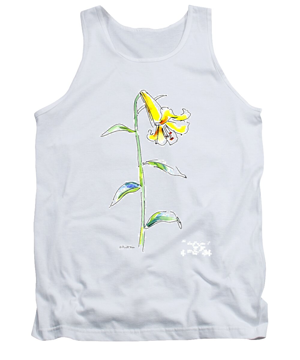Lily Tank Top featuring the painting Lily Watercolor Painting 2 by Gordon Punt