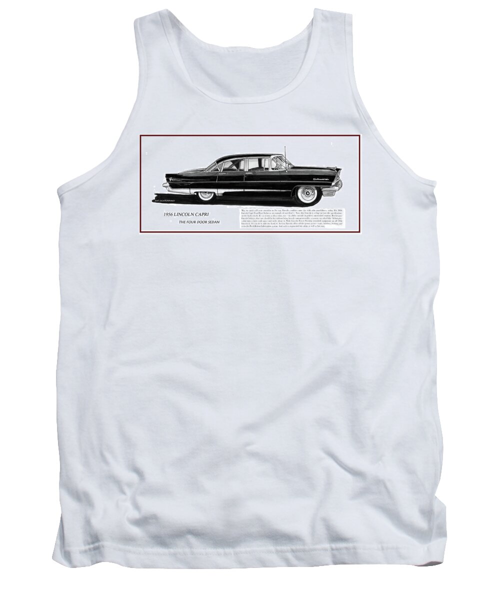 American Luxury Cars Tank Top featuring the mixed media Lincoln Capri 1956 by Jack Pumphrey
