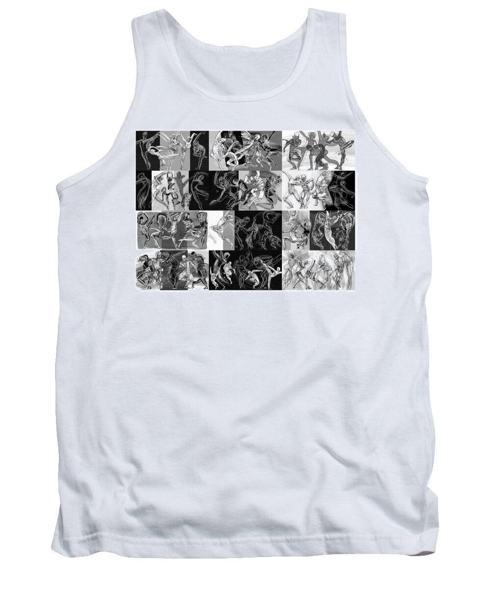 Dance Tank Top featuring the drawing Movimento by Judith Kunzle