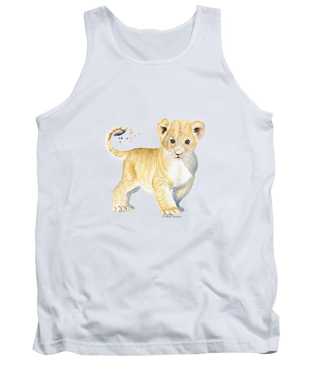 Little Lion Tank Top featuring the painting Little Lion by Melly Terpening