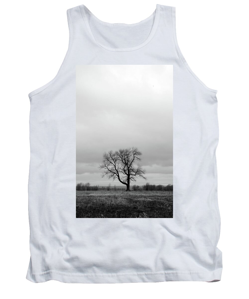 Tree Tank Top featuring the photograph Lonely tree in a spring field by GoodMood Art