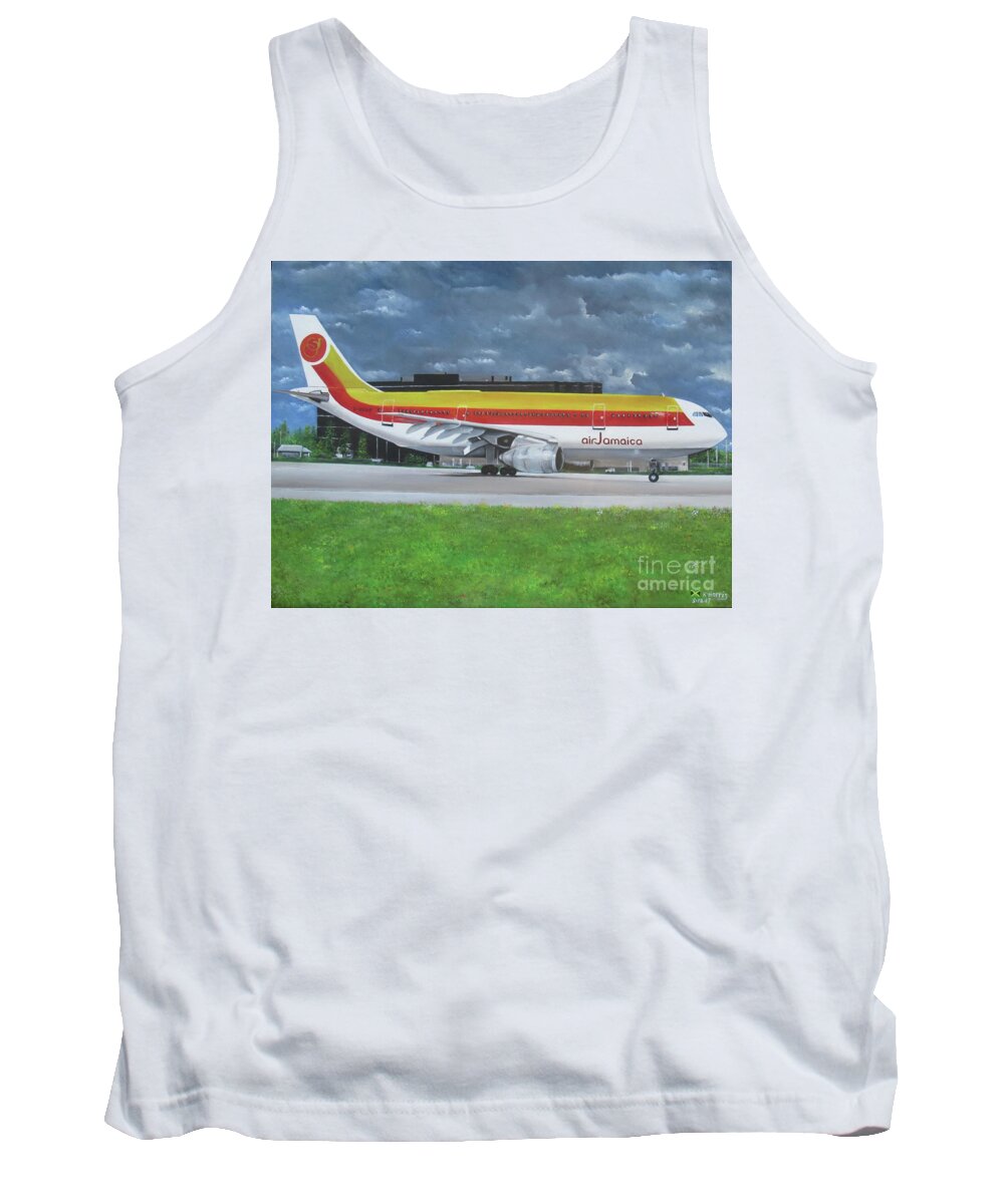 Air Jamaica Tank Top featuring the painting Love Bird by Kenneth Harris