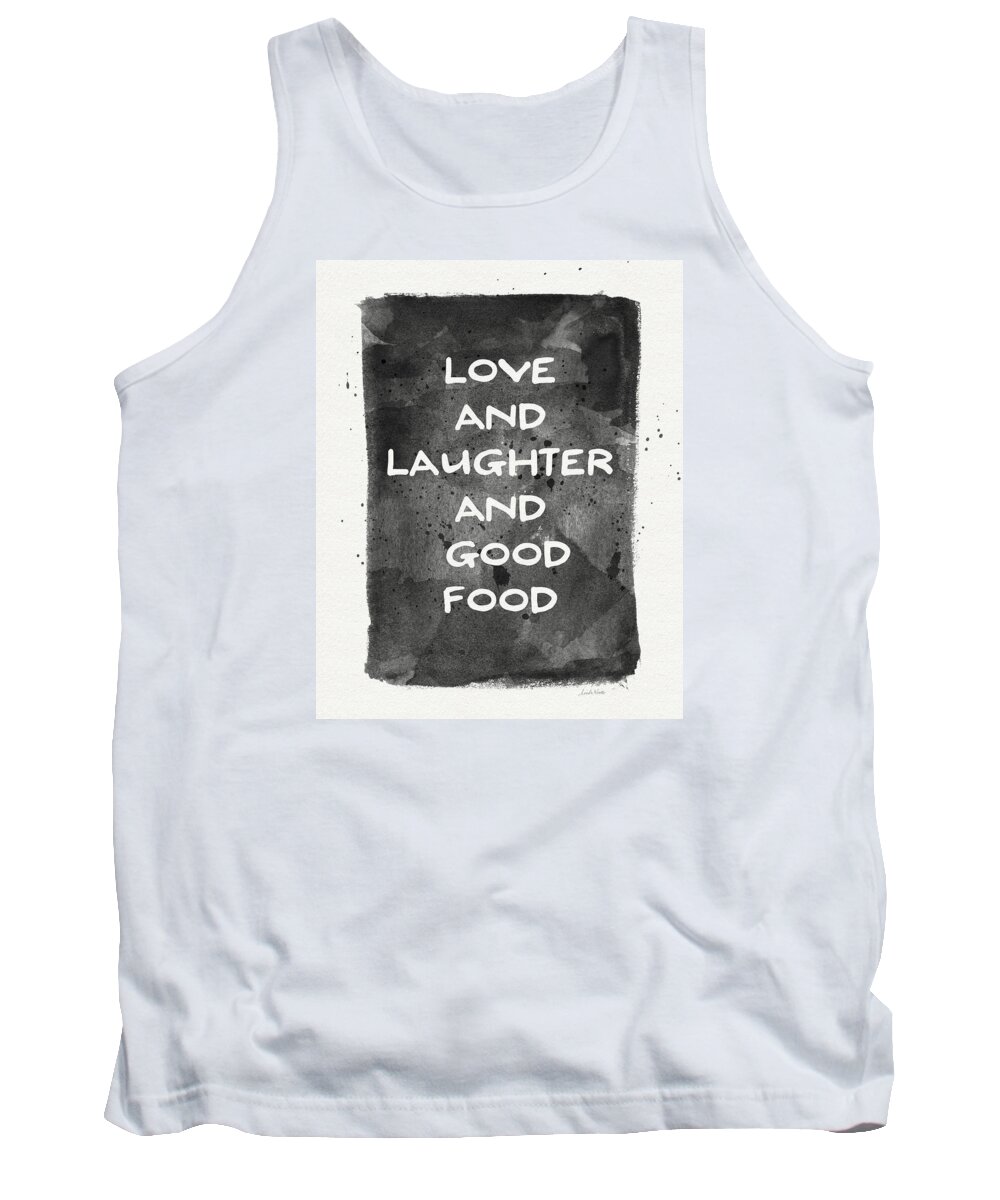 Watercolor Tank Top featuring the painting Love Laughter And Good Food- Art by Linda Woods by Linda Woods