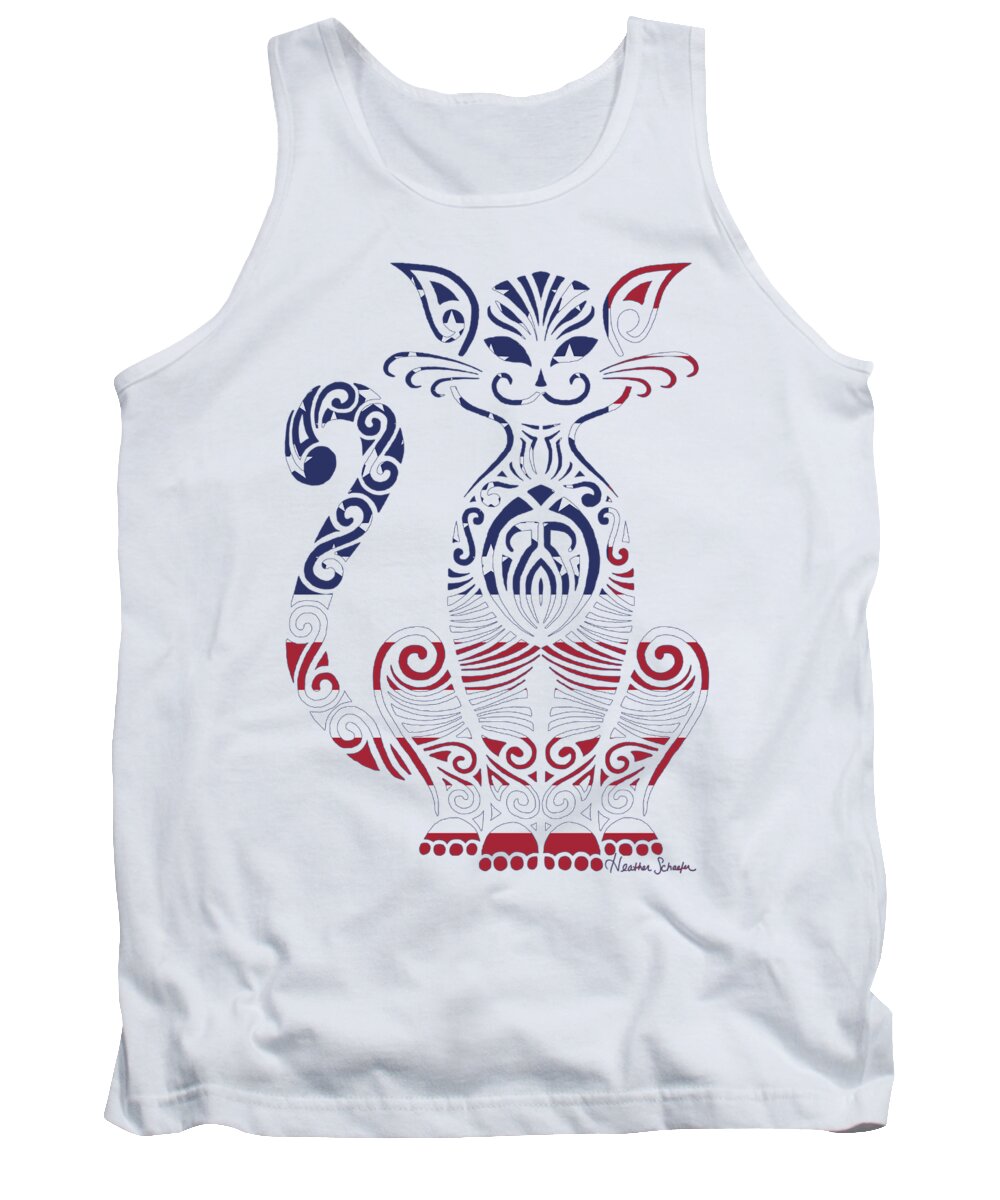American Tank Top featuring the digital art Made in the USA Cat by Heather Schaefer