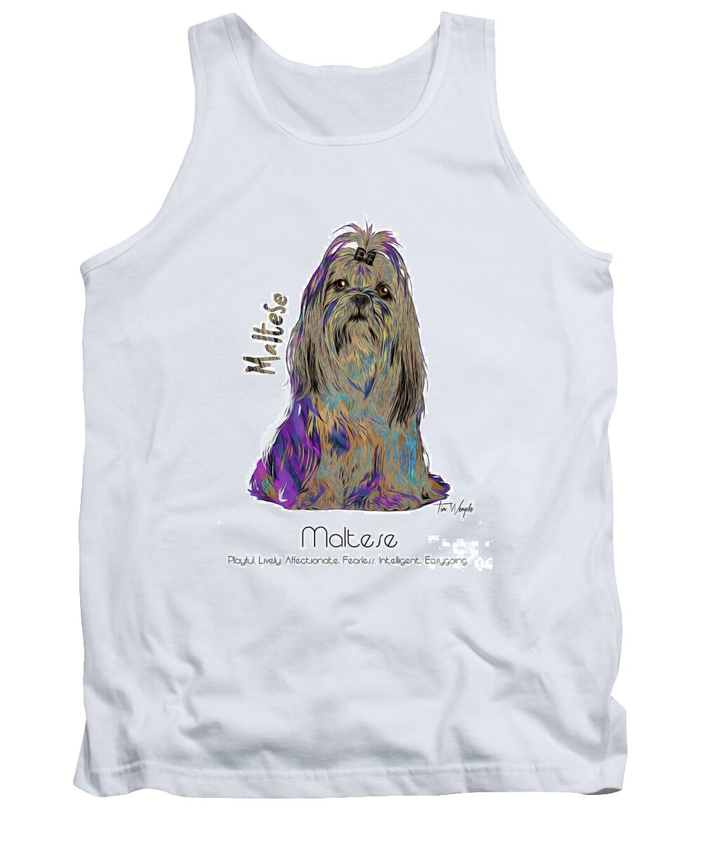 Maltese Tank Top featuring the digital art Maltese Pop Art by Tim Wemple