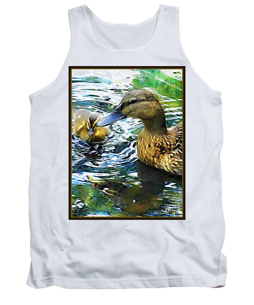 Duck Tank Top featuring the photograph Mama and Chick by Leslie Revels