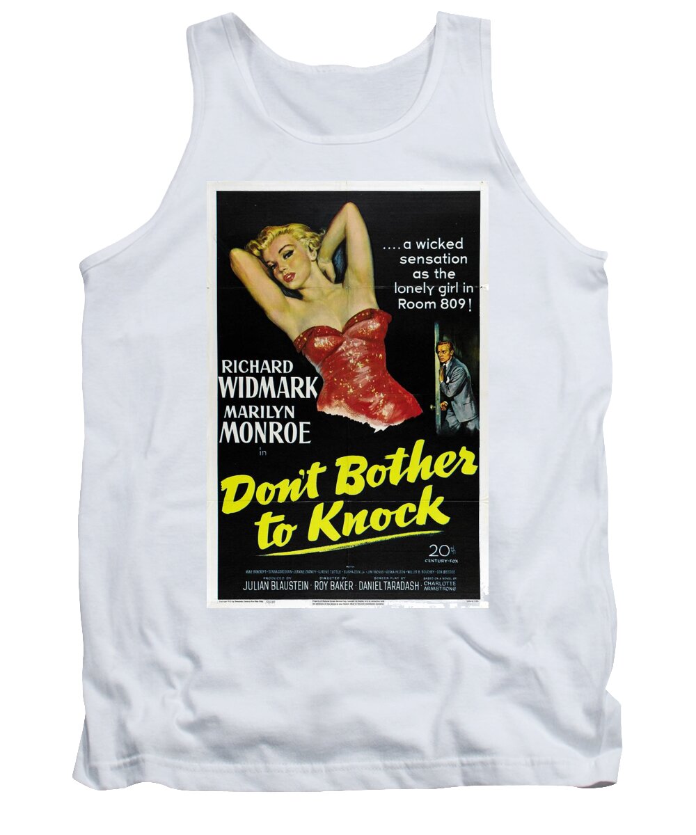 Marilyn Monroe Tank Top featuring the painting Marilyn Monroe and Richard Widmark in DON'T BOTHER TO KNOCK by Vintage Collectables