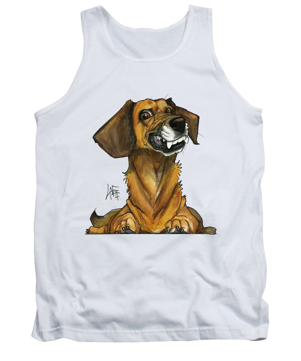 Dog Portrait Tank Top featuring the drawing Marshall 3178 by Canine Caricatures By John LaFree
