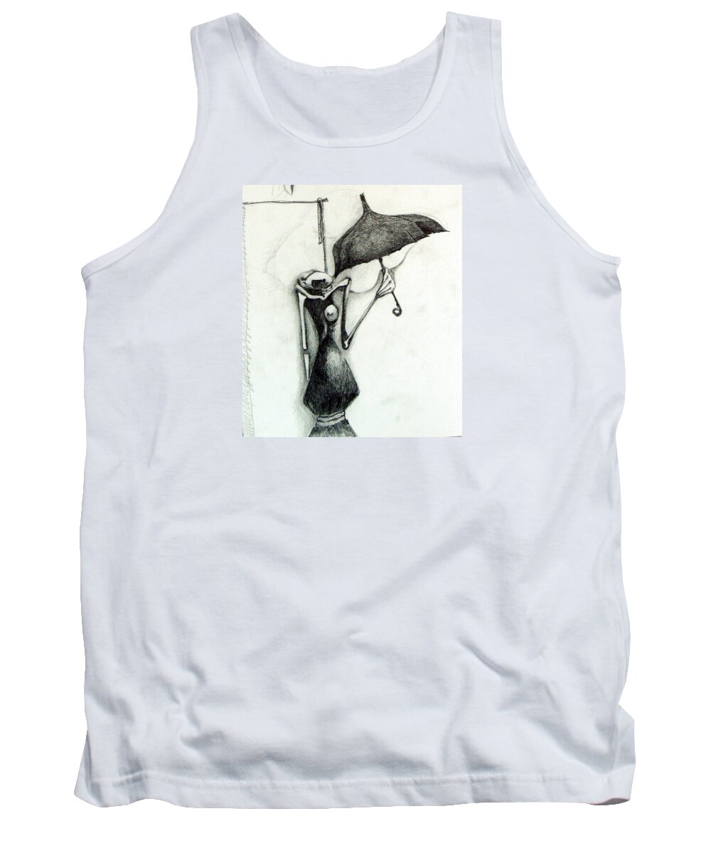 Hanging A Woman Tank Top featuring the drawing Mary Surratt by Delight Worthyn