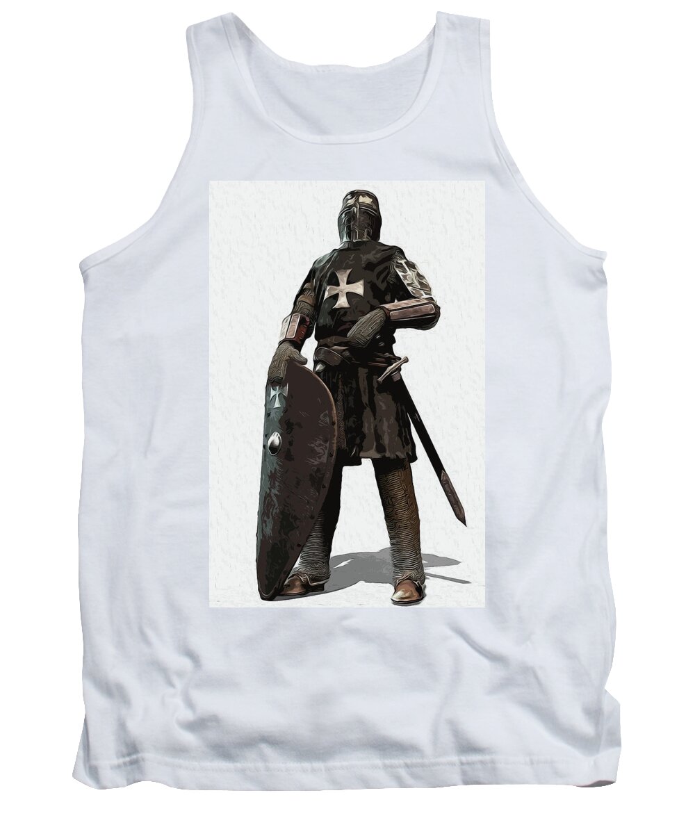 Medieval Infantry Tank Top featuring the painting Medieval Warrior - 06 by AM FineArtPrints