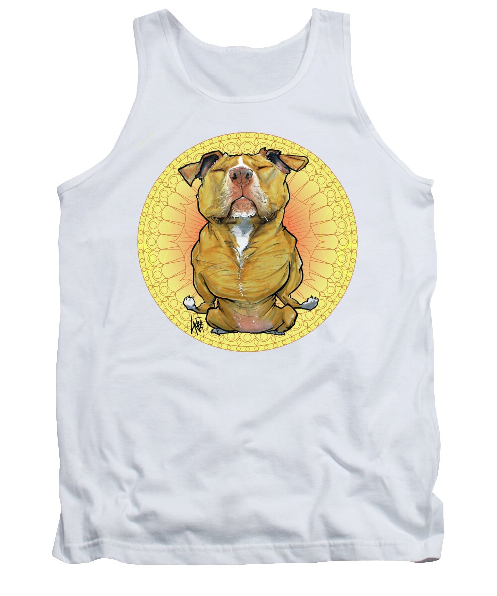 Pit Bull Tank Top featuring the drawing Meditating Pit Bull by Canine Caricatures By John LaFree