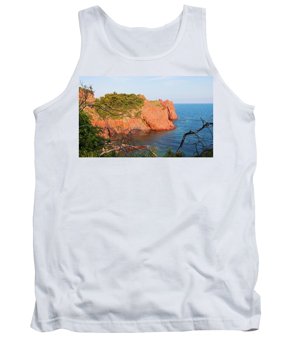 Mediterranean Tank Top featuring the photograph Mediterranean coast in Provence by Tatiana Travelways