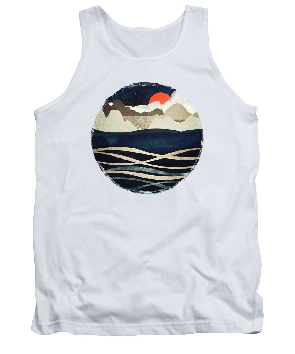 Midnight Tank Top featuring the digital art Midnight Beach by Spacefrog Designs