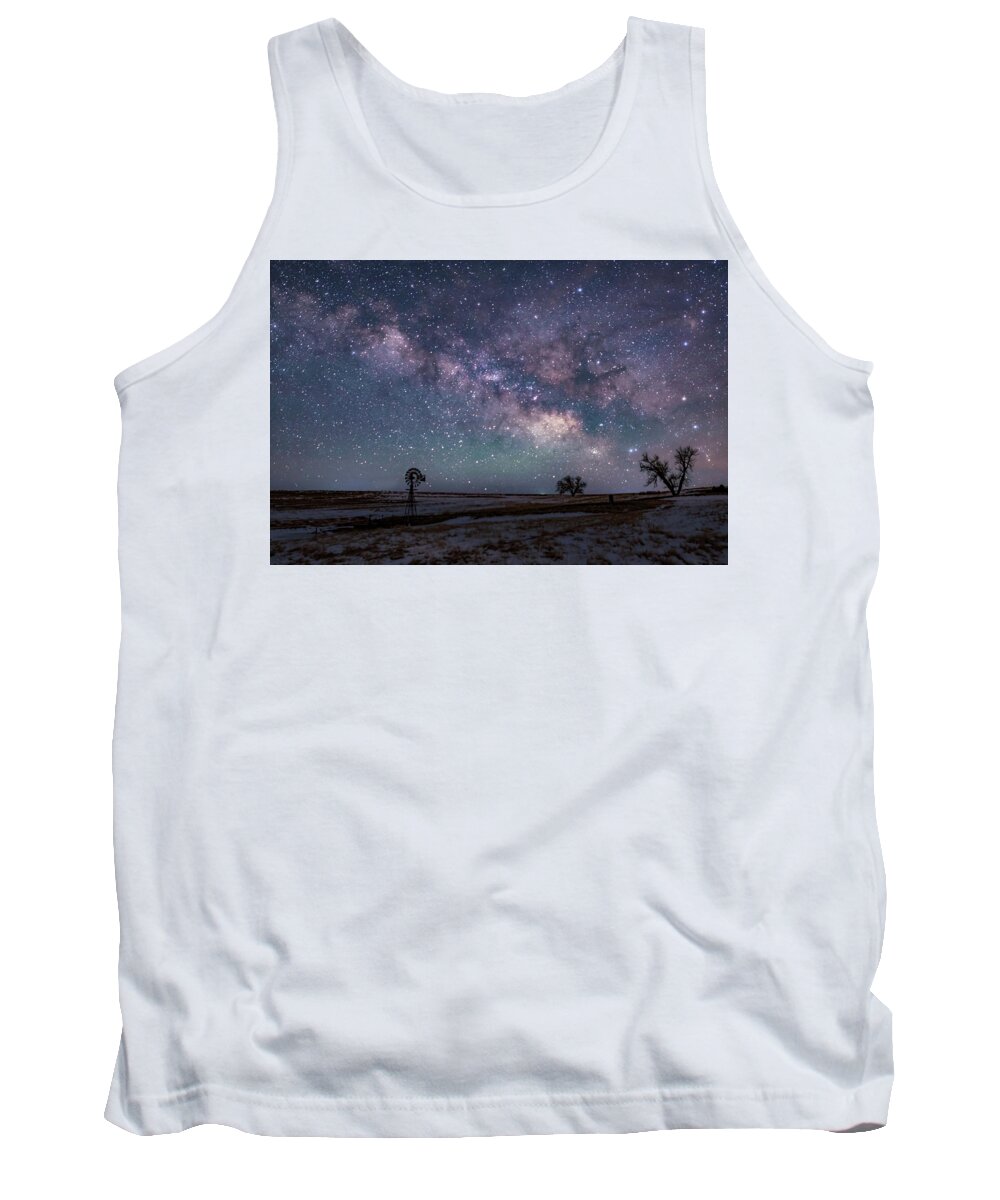 Categories Tank Top featuring the photograph Milky Way Over the Prairie by Dawn Key