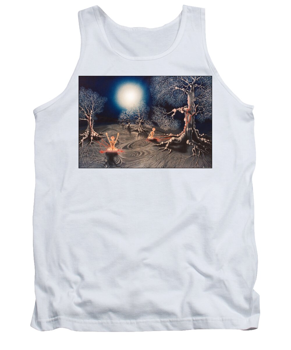 Surrealism Tank Top featuring the painting Mistery of Cosmic Obsession by Leonard Rubins