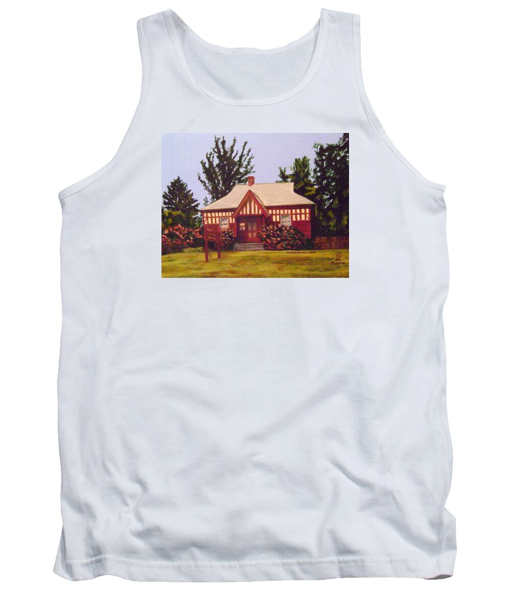 M.n.. Spear Memorial Library Tank Top featuring the painting M.N. Spear Memorial Library by Therese Legere