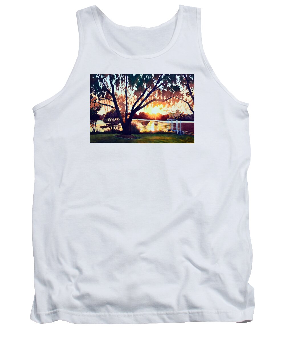 Sunset Tank Top featuring the painting Mojito Bay by Mick Williams