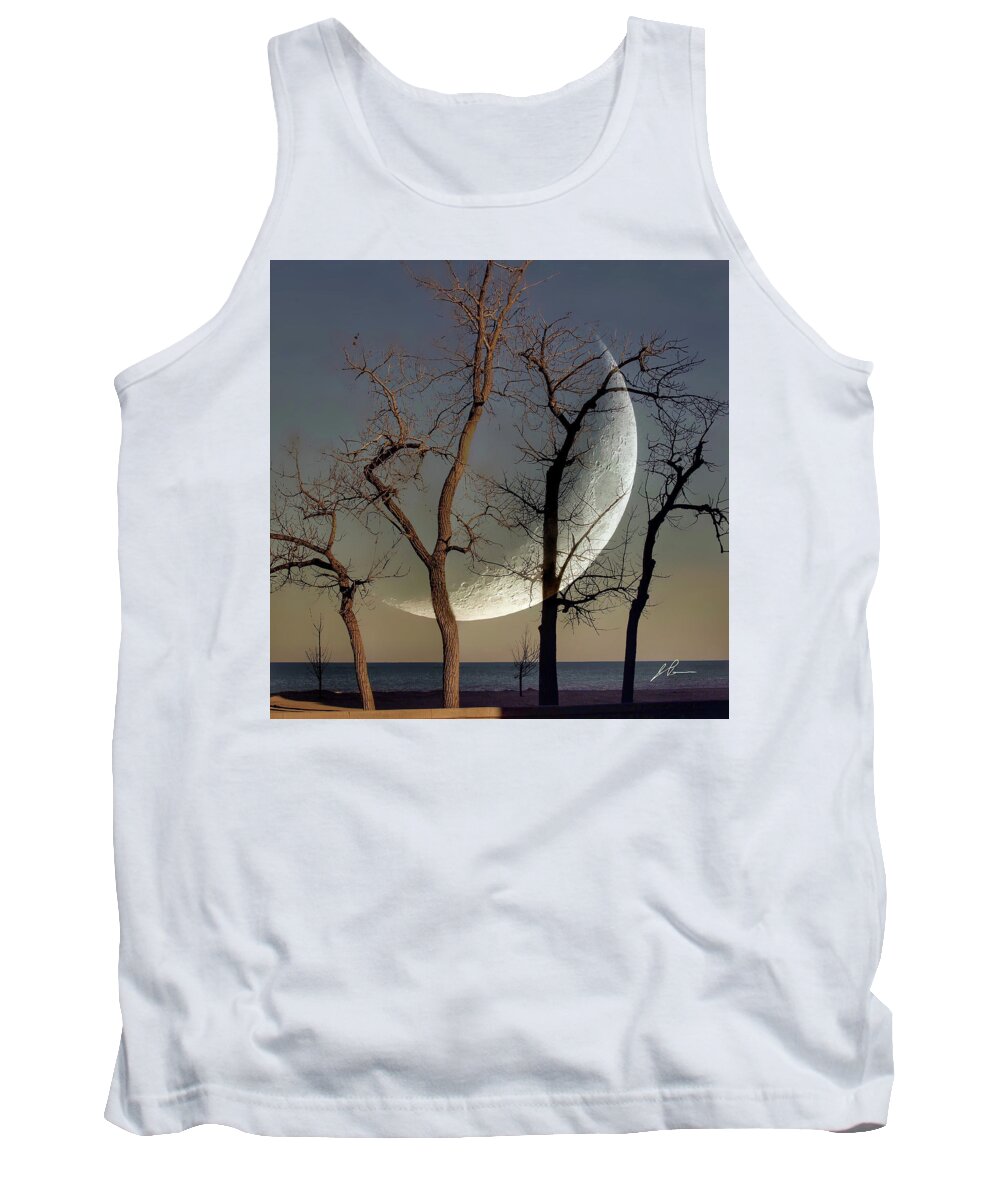 Moon Tank Top featuring the photograph Moon and Trees by Jackson Pearson