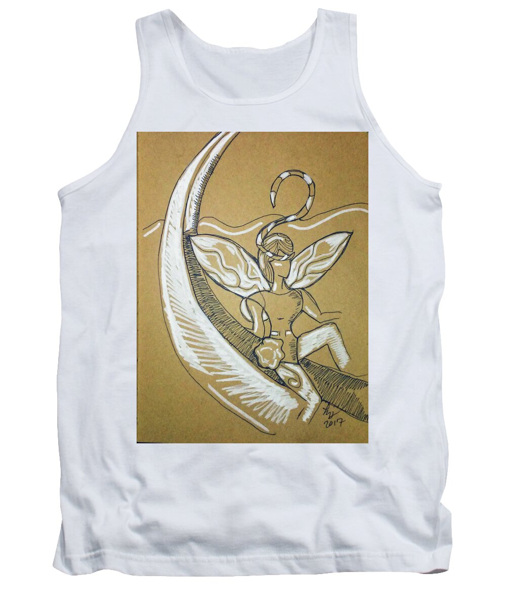  Tank Top featuring the drawing Moon Fairy by Loretta Nash