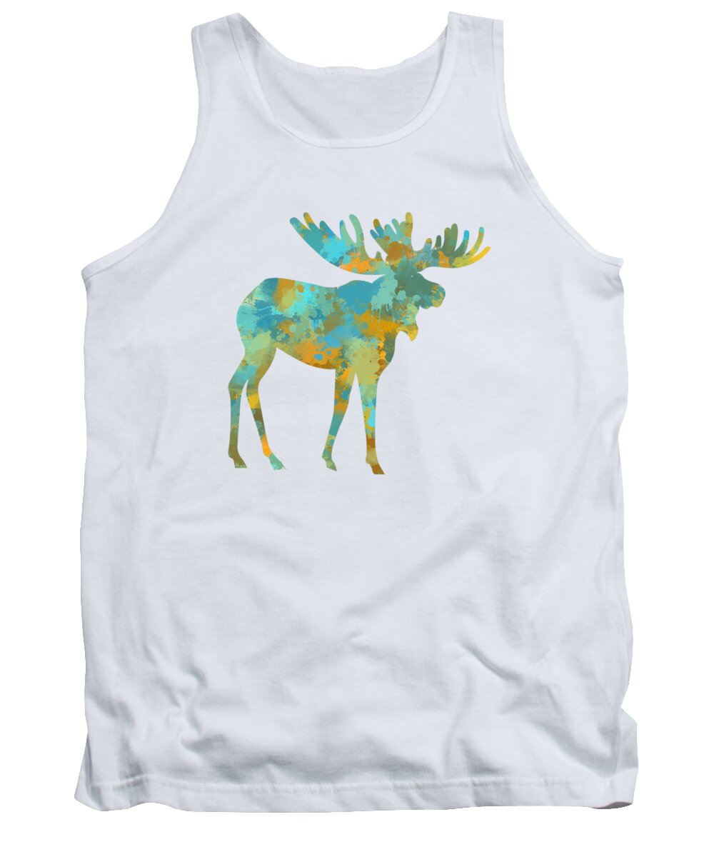 Moose Tank Top featuring the mixed media Moose Watercolor Art by Christina Rollo
