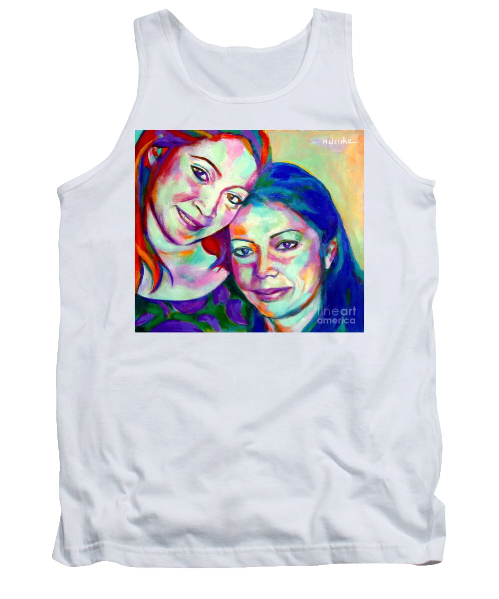 Custom Portraits Tank Top featuring the painting Mother and daughter by Helena Wierzbicki