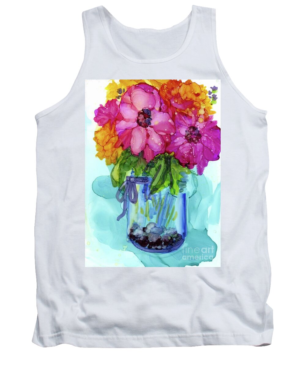 Flowers Tank Top featuring the mixed media Mother's Bouquet by Francine Dufour Jones