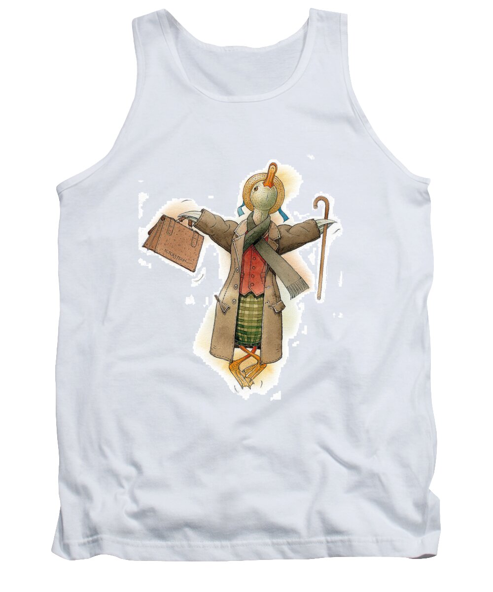 Duck Birds Stylish Romantic Flying Winter Fashion Tank Top featuring the painting Mr Duck by Kestutis Kasparavicius