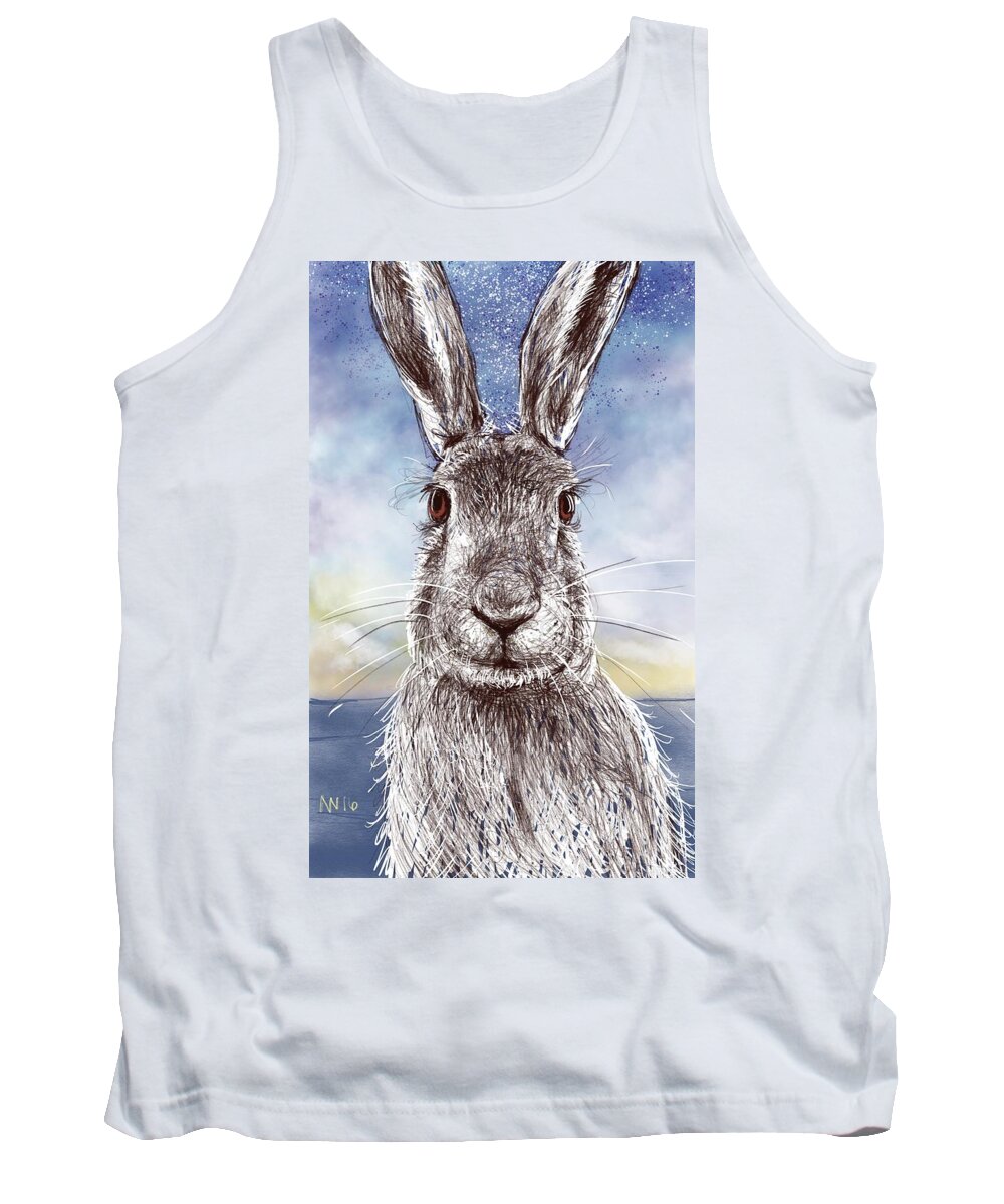 Bunny Tank Top featuring the digital art Mr. Rabbit by AnneMarie Welsh