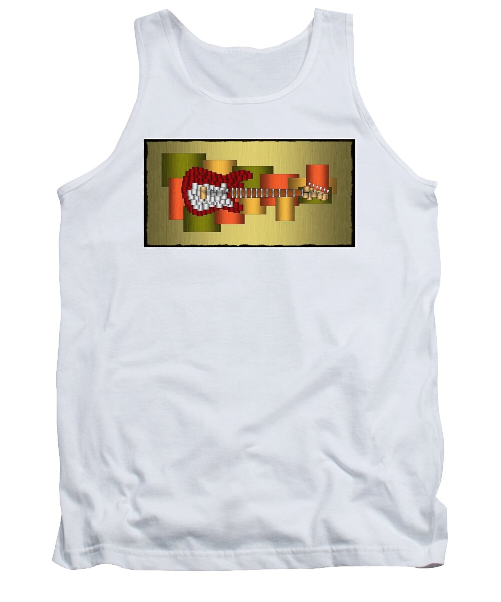 Music Tank Top featuring the digital art Music Series Horizontal Guitar Abstract by Terry Mulligan