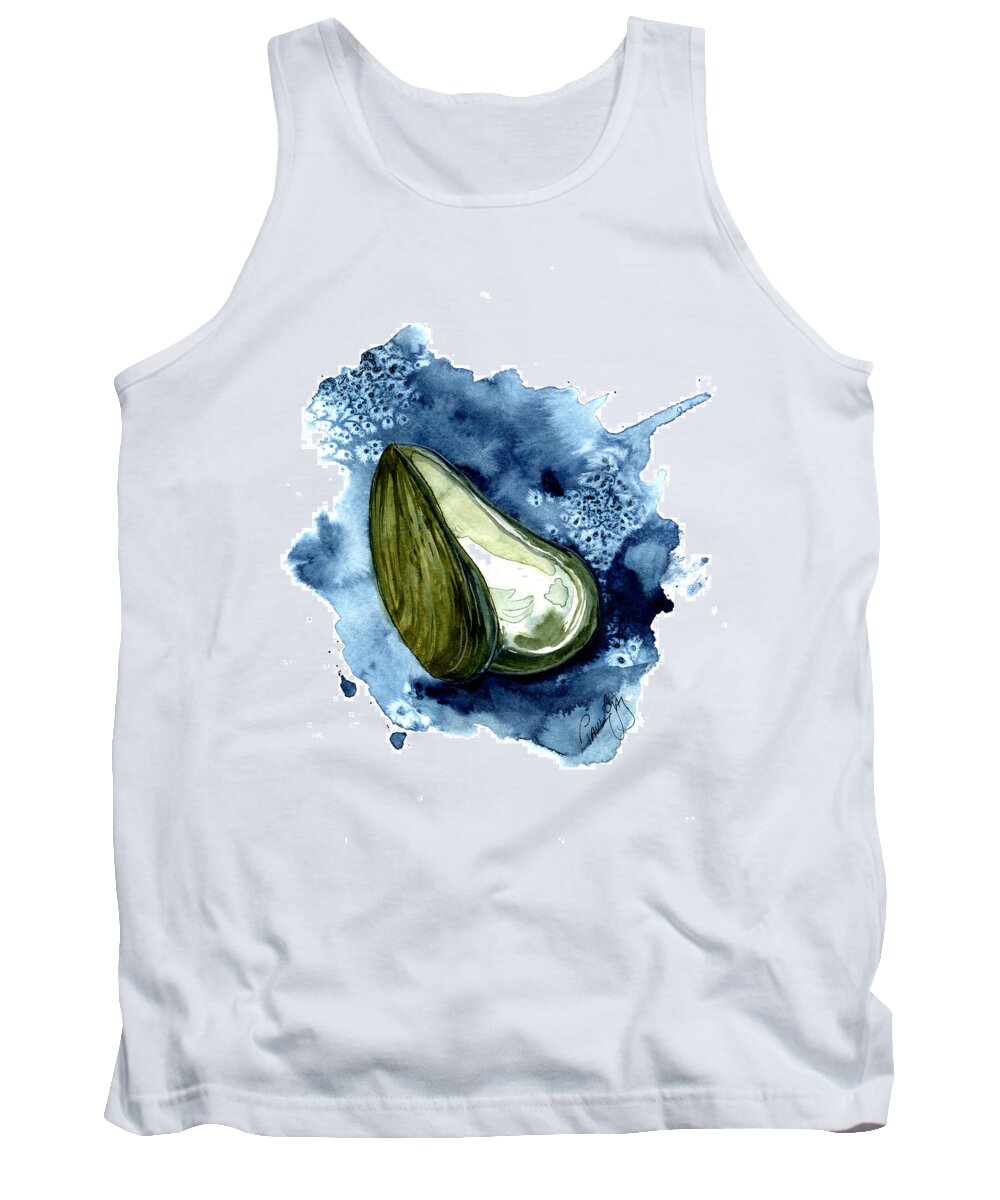 Mussell Tank Top featuring the painting Mussel Shell by Paul Gaj