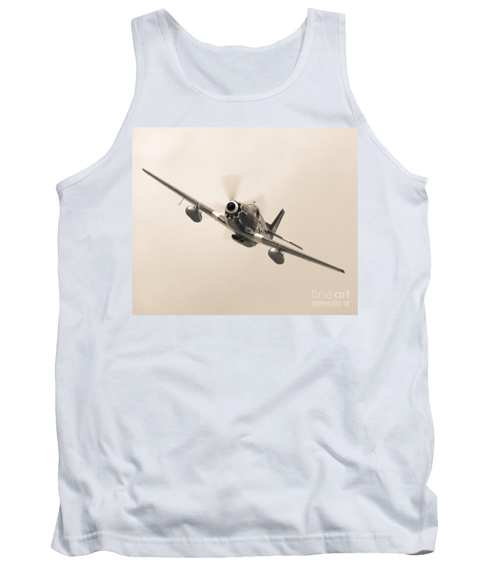North American Aviation Tank Top featuring the photograph Mustang Break in Sepia by Tim Mulina