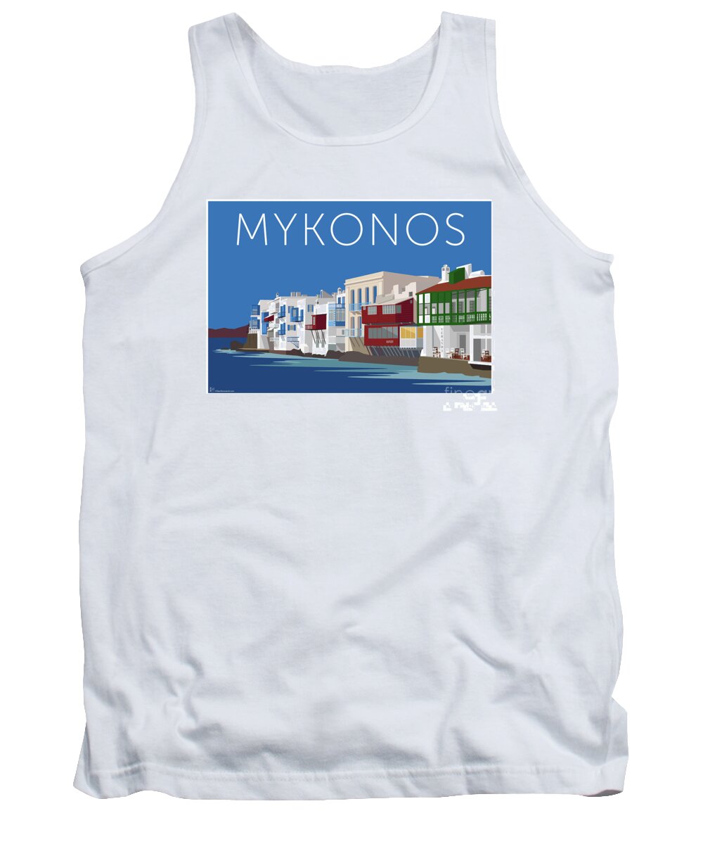 Mykonos Tank Top featuring the digital art MYKONOS Little Venice - Blue by Sam Brennan
