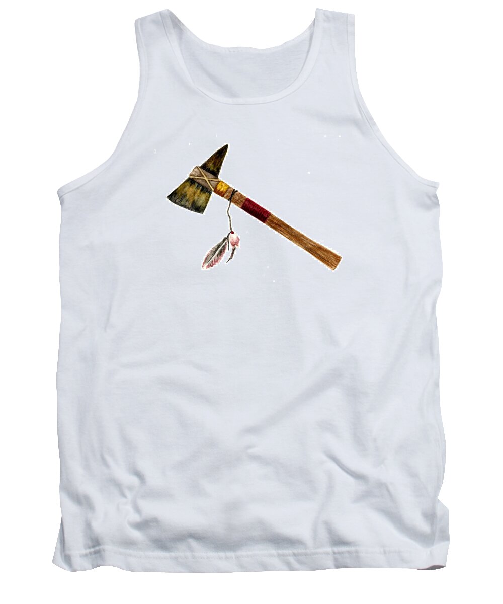 Ative American Tank Top featuring the painting Native American Tomahawk #1 by Michael Vigliotti