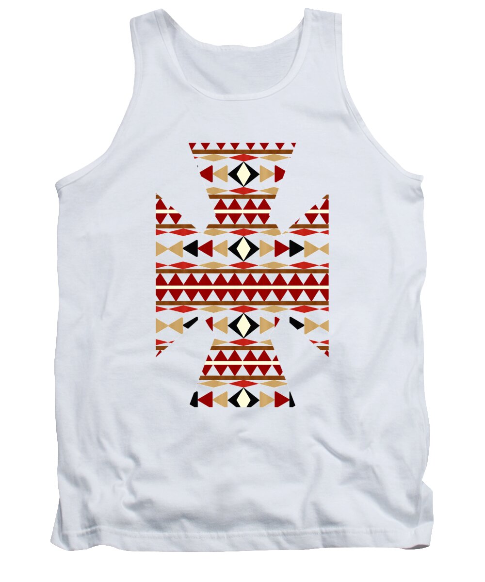 Navajo White Tank Top featuring the mixed media Navajo White Pattern Art by Christina Rollo
