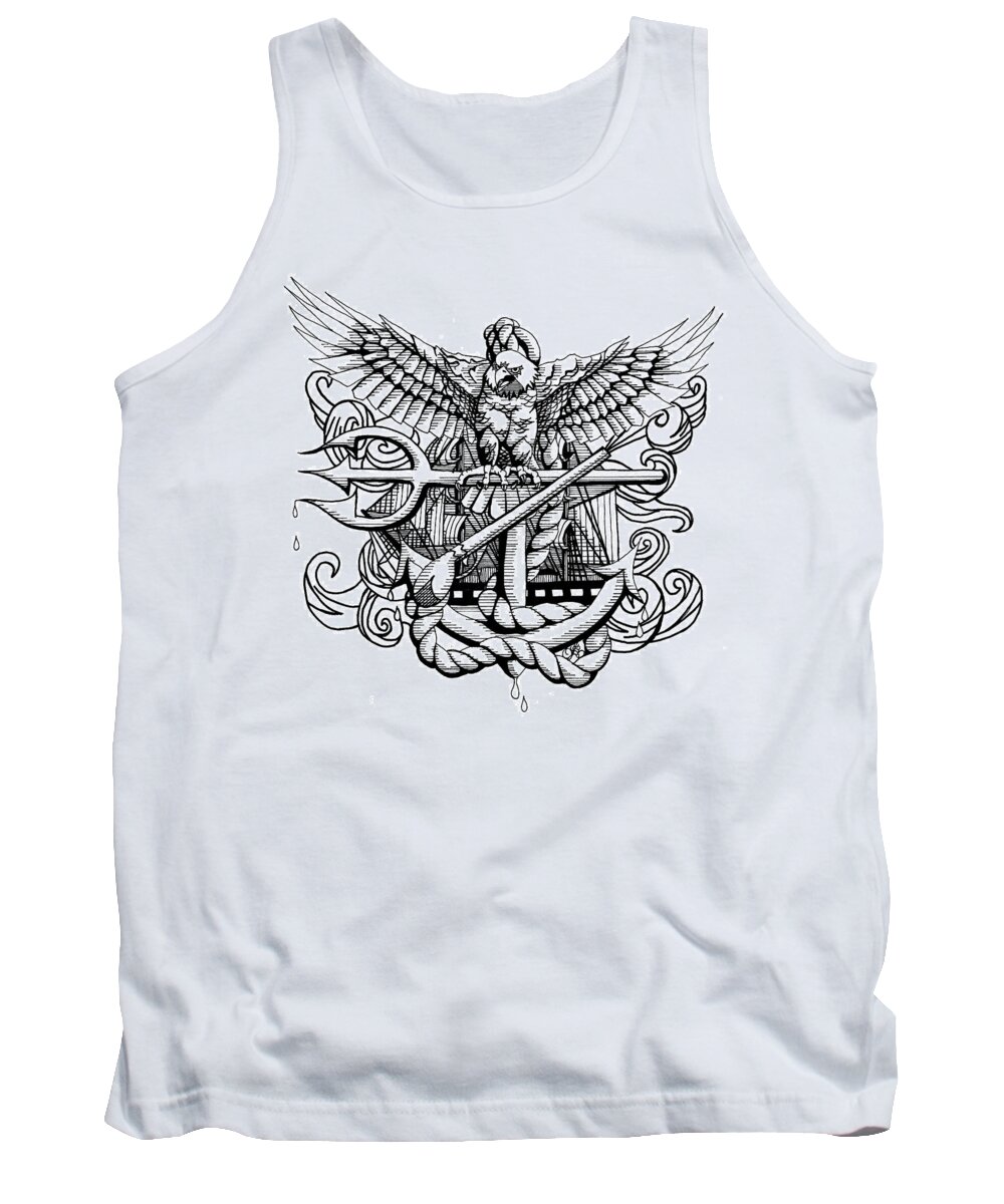 Navy Tank Top featuring the drawing Navy by Scarlett Royale
