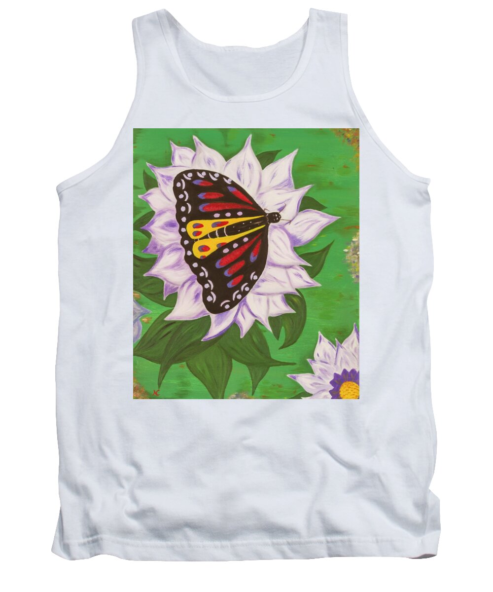 Nature Tank Top featuring the painting Nectar of Life - Butterfly by Neslihan Ergul Colley