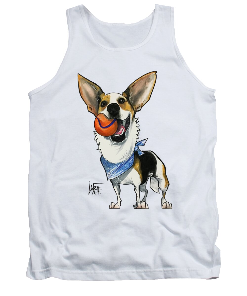 Pet Portrait Tank Top featuring the drawing Nelson 3337 by Canine Caricatures By John LaFree
