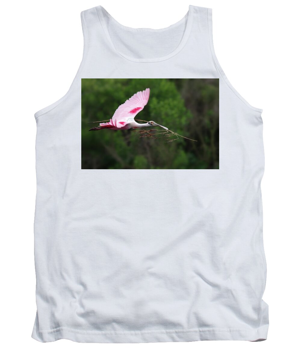 Spoonbill Tank Top featuring the photograph Nestorations. by Evelyn Garcia