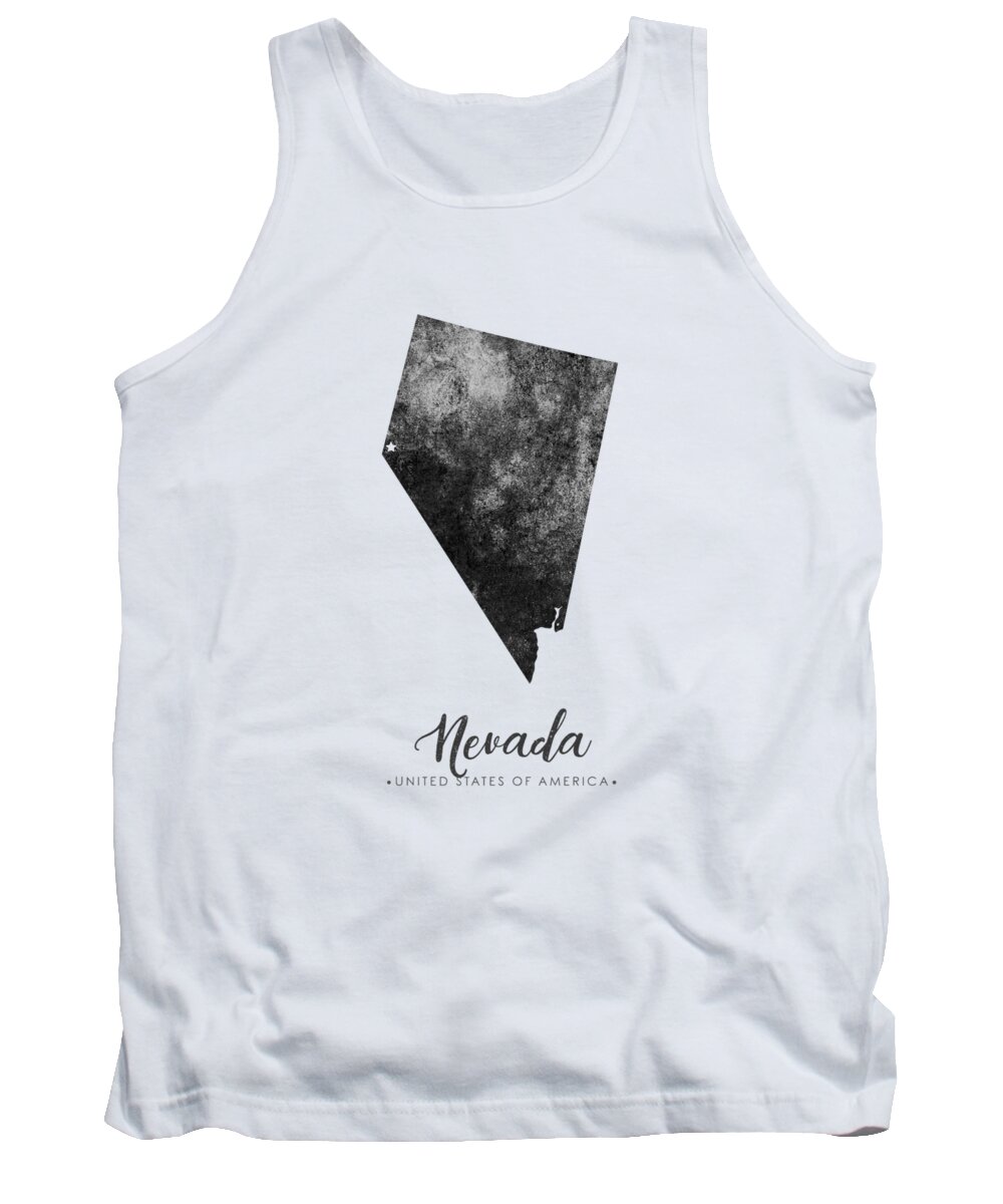 Nevada Tank Top featuring the mixed media Nevada State Map Art - Grunge Silhouette by Studio Grafiikka
