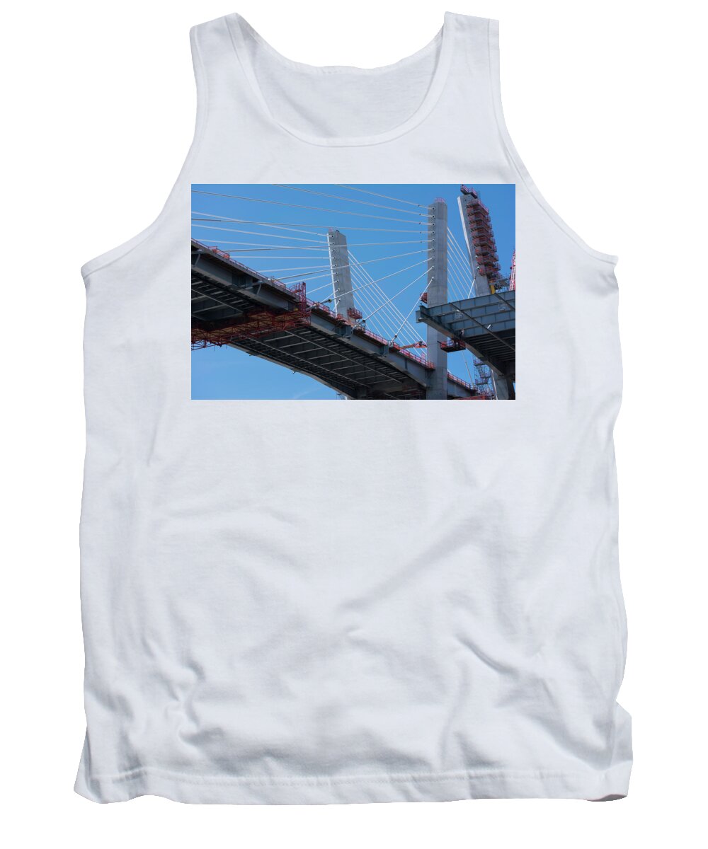Goethals Bridge Tank Top featuring the photograph New Goethals Bridge Construction 1 by Kenneth Cole