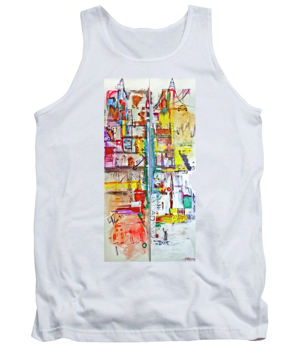 Art Tank Top featuring the painting New York City Icons And Symbols by Jack Diamond