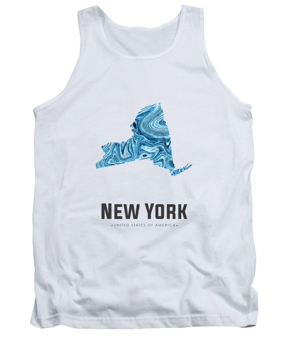New York Tank Top featuring the mixed media New York Map Art Abstract in Blue by Studio Grafiikka