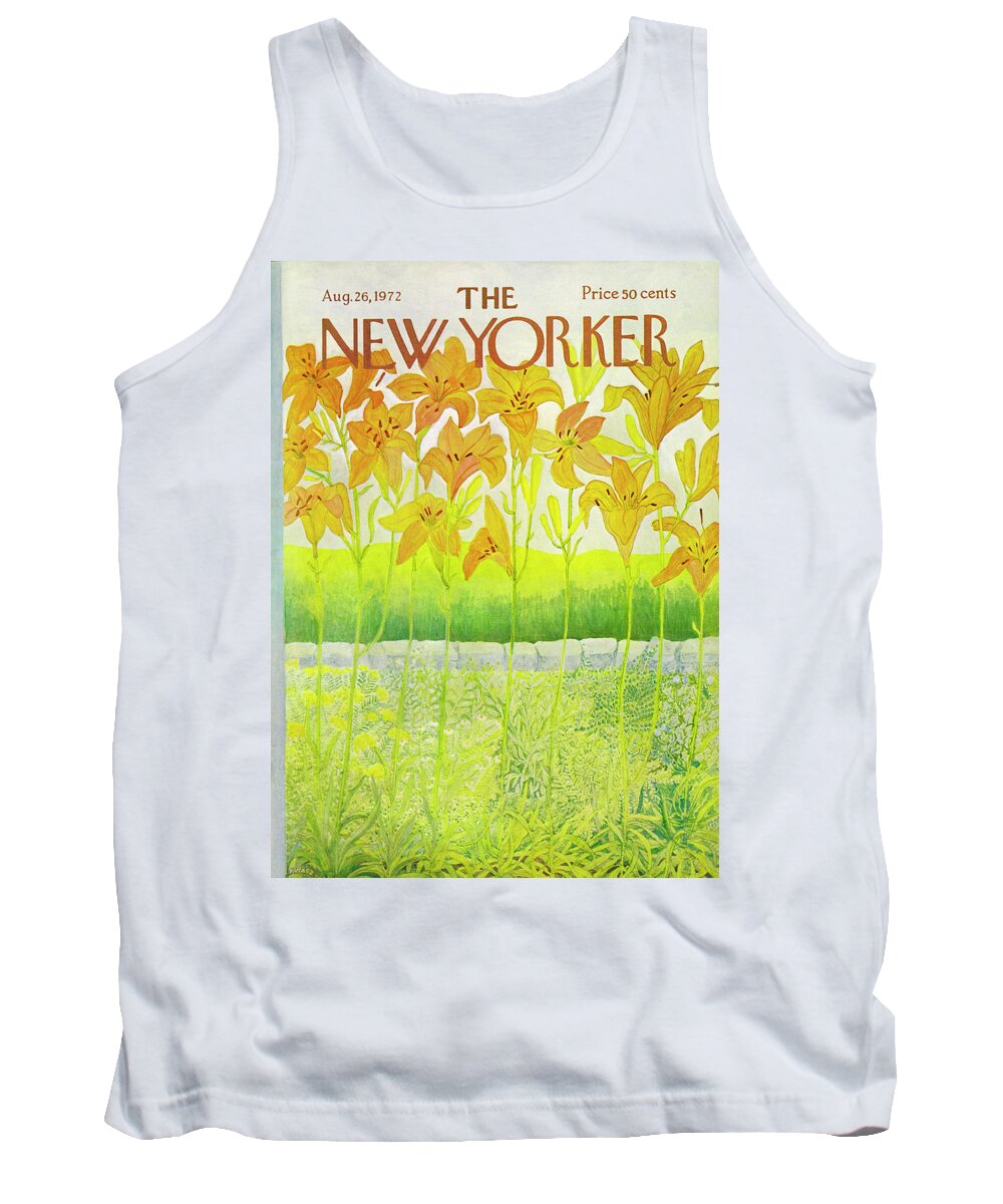 Flowers Tank Top featuring the drawing New Yorker August 26 1972 by Ilonka Karasz