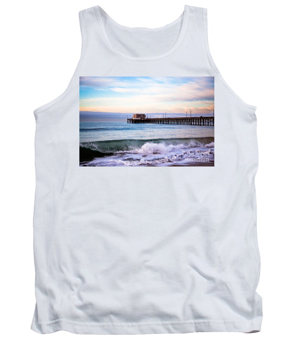 Balboa Peninsula Tank Top featuring the photograph Newport Beach CA Pier at Sunrise by Paul Velgos