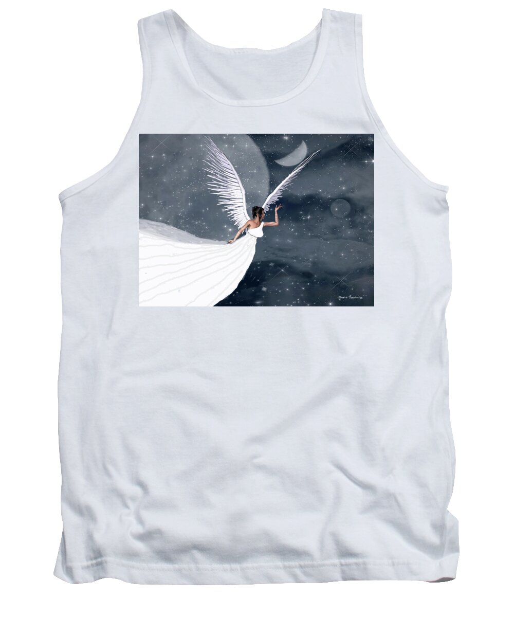 Angel Tank Top featuring the mixed media Night Angel by Rosalie Scanlon